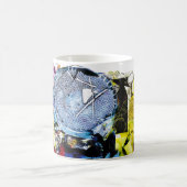 Microscopic Marine Art: Blue Thalassiosira Mug コーヒーマグカップ (中央)