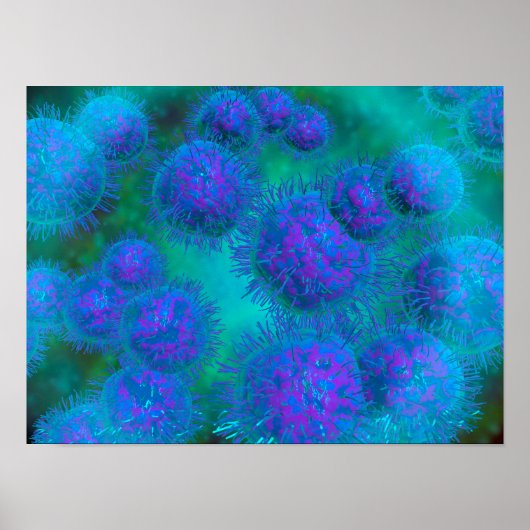 Microscopic View Of Diplococcus Bacterium ポスター (正面)