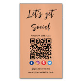 Microsoftソーシャルメディアオレンジモダン色のQrコードに接続 マグネット名刺 (正面縦)