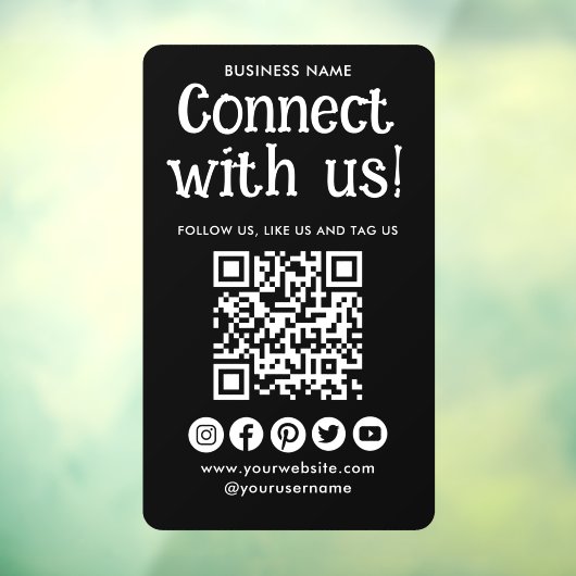 MicrosoftソーシャルメディアQRコードブラックとモダン接続 ウィンドウサイン (シート3)