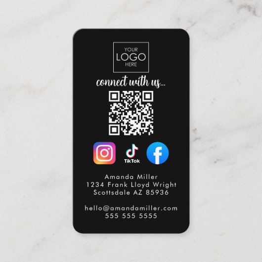 MicrosoftソーシャルメディモダンアQRコードとの接続クール 名刺 (正面)