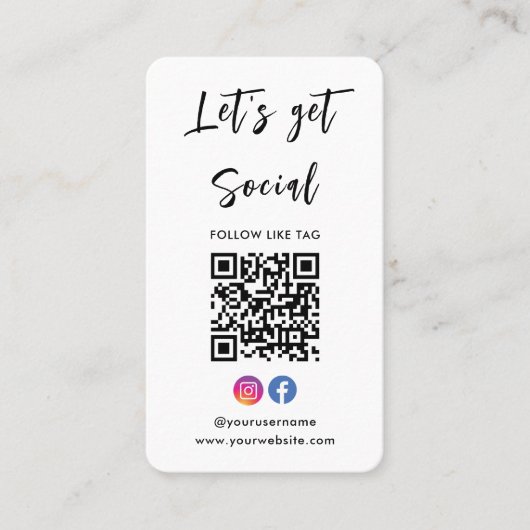 Microsoft Instagram Facebook Qrコードホワイトと接続 名刺 (正面)