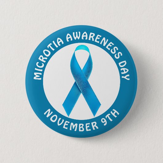Microtia Blue Awareness Day Ribbon 缶バッジ (正面)