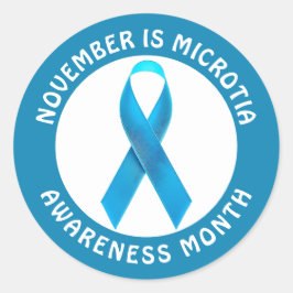 Microtia Blue Awareness Month Ribbon ラウンドシール