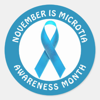 Microtia Blue Awareness Month Ribbon ラウンドシール
