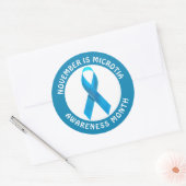 Microtia Blue Awareness Month Ribbon ラウンドシール (封筒)