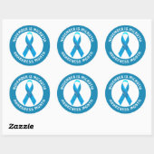 Microtia Blue Awareness Month Ribbon ラウンドシール (シート)