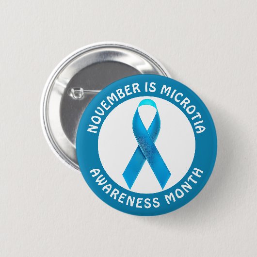 Microtia Blue Awareness Month Ribbon 缶バッジ (正面&裏面)