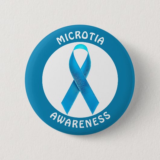 Microtia Blue Awareness Ribbon 缶バッジ (正面)