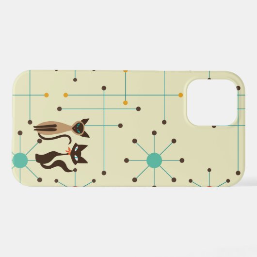 Mid モダン Cats Phone Case iPhoneケース (裏面横)