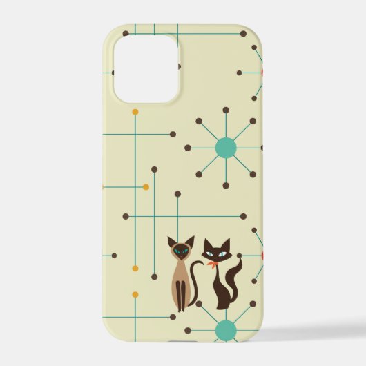 Mid モダン Cats Phone Case iPhoneケース (裏面)