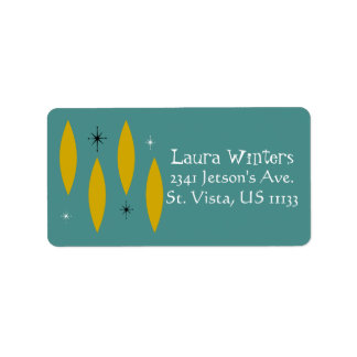 Mid モダン Century Ovals、スターバスト、金ゴールドオンティール（緑がかった色） ラベル