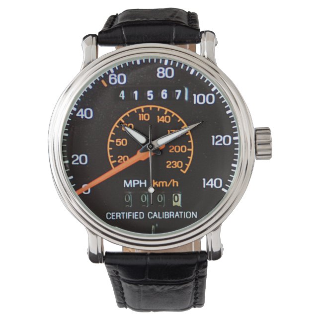 Mid 1980s Classic Sports Car Police Speedometer 腕時計 (正面)