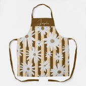 Mid Autumn Fall Vibes Stripe Flowers エプロン (正面)
