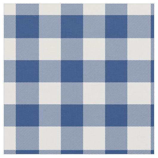 Mid Blue & White Gingham Plaid ファブリック (クローズアップ)