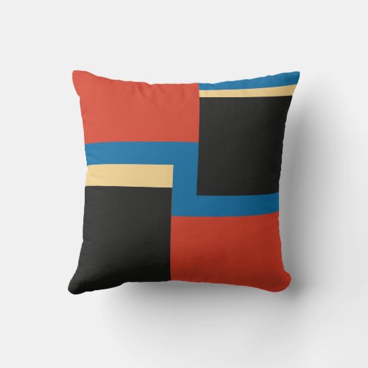 Mid Centuryジオメトモダンリックカラーブロックの正方形 クッション (裏面)