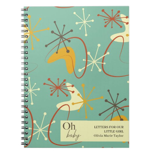 Mid Centuryノートベビー用のモダン文字 ノートブック (正面)