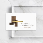 Mid-Centuryモダン Architectural Logo II on White 名刺<br><div class="desc">建築の木製の形状と金ゴールドの形状を重ね合わせるとモダン、ビジネスや個人ブランドのアイデンティティを作成できる。キッチンデザイナー、キャビネットメーカー、建築家、インテリアデザイナー、請負業者を念頭に置いて設計。オリジナルアートとデザイン© 1201AMデザインスタジオ | www.1201am.com</div>