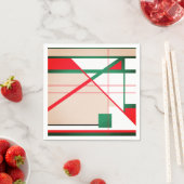 MId-Centuryモダン in赤い緑の上の白ベージュ スタンダードカクテルナプキン (インサイチュ)