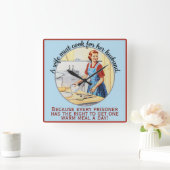 Mid Centuryヴィンテージおもしろい妻は夫の調理師が必要 スクエア壁時計 (ホーム)