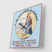 Mid Centuryヴィンテージおもしろい妻は夫の調理師が必要 スクエア壁時計 (傾斜)