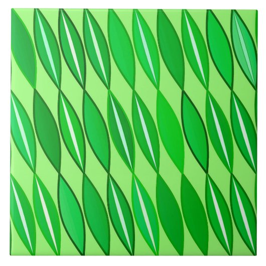 Mid Century モダン葉 Century Green、ライム、エメラルド·グリーン タイル (正面)