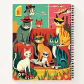 Mid Century モダン Cats on Vacation Journal ノートブック (裏面)