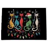 Mid Century モダン Look Catsクリスマスレトロ50s 60s ラージペーパーバッグ (正面)