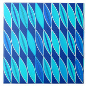 Mid Century 葉 モダン Cobalt and Sky Blue タイル (正面)