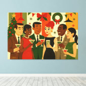 Mid Century 60s Christmas Office Cocktail Party キャンバスプリント (インサイチュ (ウッドフロア))