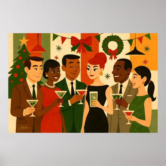 Mid Century 60s Christmas Office Cocktail Party ポスター (正面)