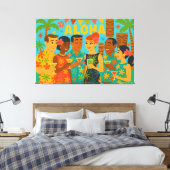 Mid Century 60s Luau Office Cocktail Party キャンバスプリント (インサイチュ (寝室))