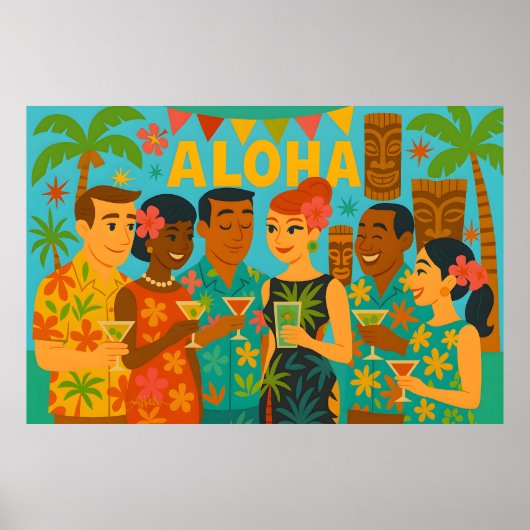 Mid Century 60s Luau Office Cocktail Party ポスター (正面)