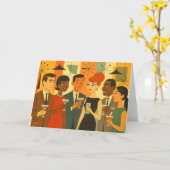 Mid Century 60s Office Cocktail Party カード (黄色い花)