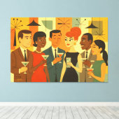 Mid Century 60s Office Cocktail Party キャンバスプリント (インサイチュ (ウッドフロア))
