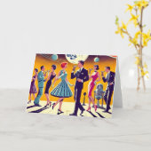 Mid Century 60s Space Age Cocktail Party カード (黄色い花)