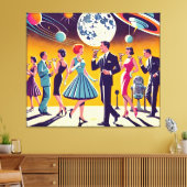 Mid Century 60s Space Age Cocktail Party キャンバスプリント (インサイチュ (リビング))