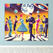 Mid Century 60s Space Age Cocktail Party キャンバスプリント (インサイチュ (ウッドフロア))