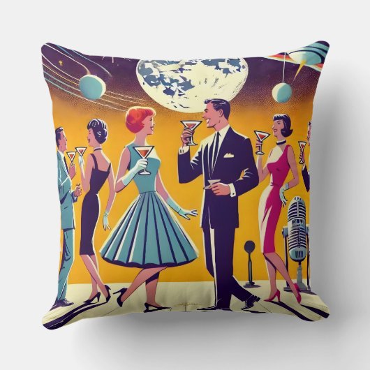 Mid Century 60s Space Age Cocktail Party クッション (裏面)