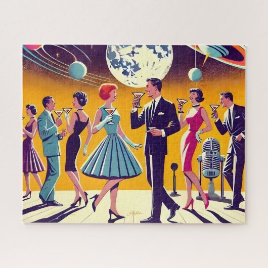 Mid Century 60s Space Age Cocktail Party ジグソーパズル (横)