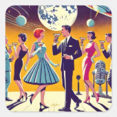 Mid Century 60s Space Age Cocktail Party スクエアシール (正面)