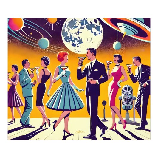 Mid Century 60s Space Age Cocktail Party フォトプリント (正面)