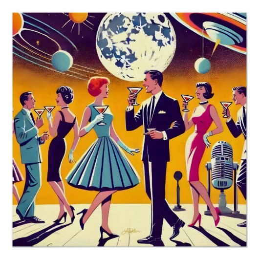 Mid Century 60s Space Age Cocktail Party ポスター (正面)