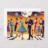 Mid Century 60s Space Age Cocktail Party ポストカード (正面/裏面)