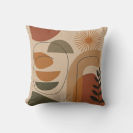Mid-Century Abstract Earth Tone Throw Pillow クッション