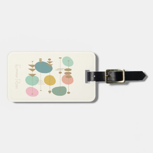 Mid Century Abstract Geometric Personalized Retro ラゲッジタグ (正面横)