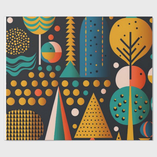 Mid-Century  Abstract Geometric Wrapping paper ラッピングペーパー (フラット)