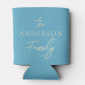 Mid-Century Aqua Sky Hand Written Family Name Can 缶クーラー (裏面)