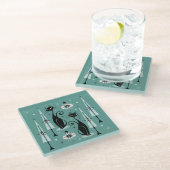 Mid Century Atomic子猫Clismas ©studioxtine ガラスコースター (アングル)