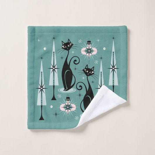 Mid Century Atomic子猫Clismas ©studioxtine バスタオルセット (ウォッシュタオル)